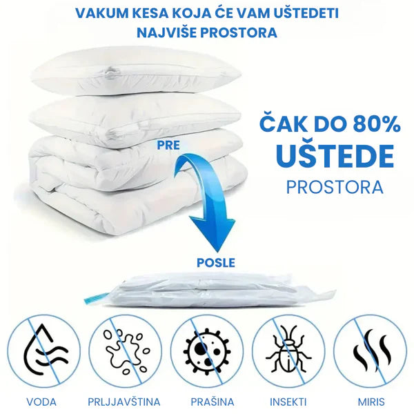 Vakum Kese za Garderobu – 6 Komada + Poklon Pumpa